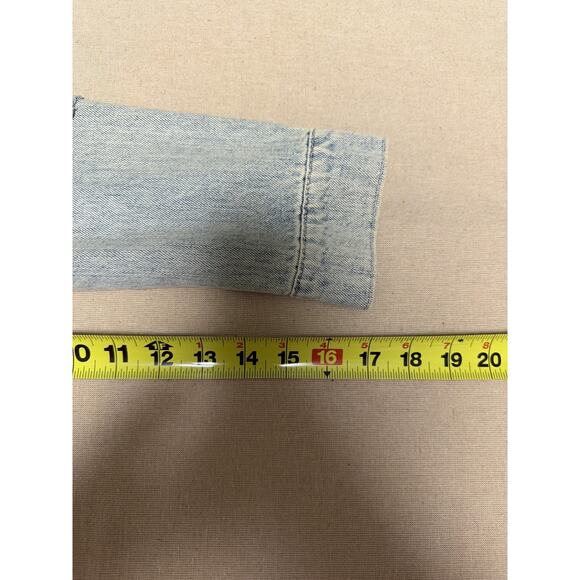 Old Navy Blue Denim Jacket Womens Medium Light Wash Trucker Distressed 1984 - Picture 11 of 13